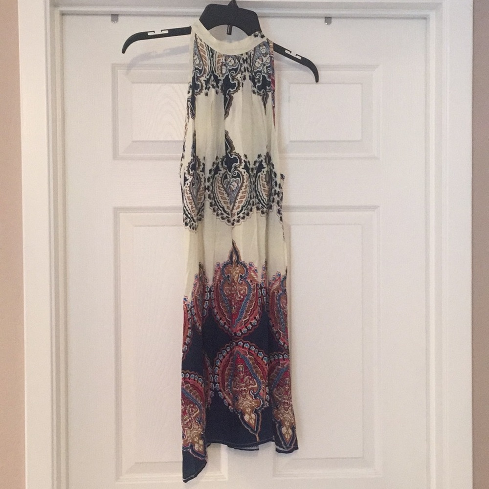 Halter dress with print.